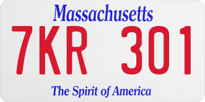 MA license plate 7KR301
