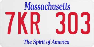 MA license plate 7KR303