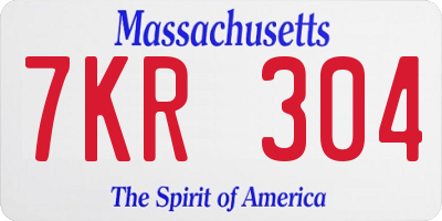 MA license plate 7KR304