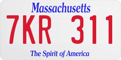 MA license plate 7KR311