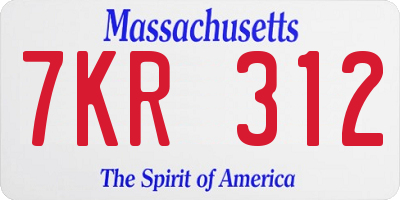 MA license plate 7KR312