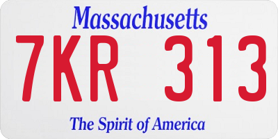MA license plate 7KR313