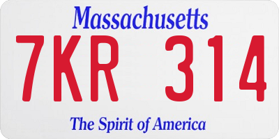 MA license plate 7KR314