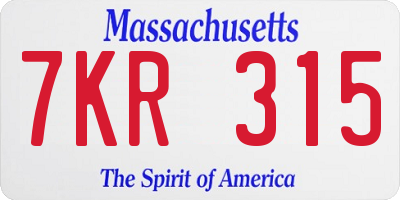 MA license plate 7KR315