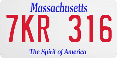 MA license plate 7KR316