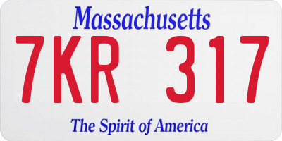 MA license plate 7KR317