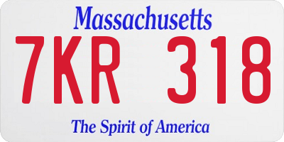 MA license plate 7KR318