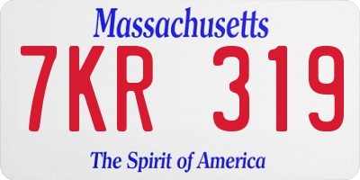 MA license plate 7KR319