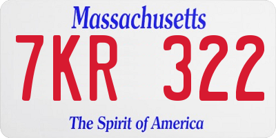 MA license plate 7KR322