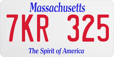 MA license plate 7KR325