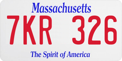 MA license plate 7KR326