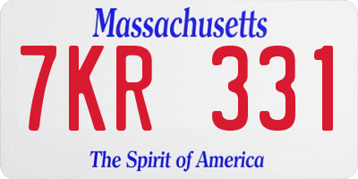MA license plate 7KR331