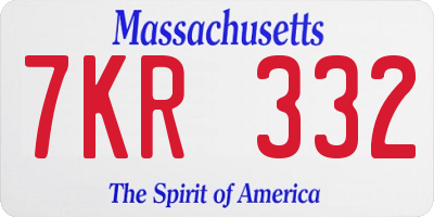 MA license plate 7KR332