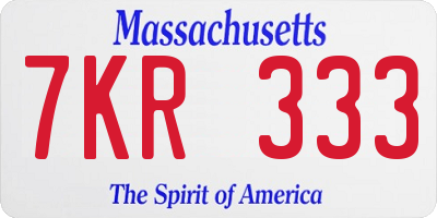 MA license plate 7KR333