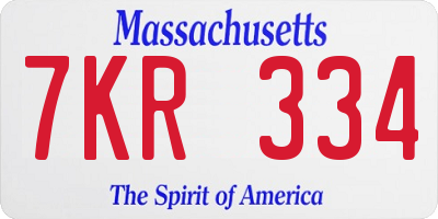 MA license plate 7KR334