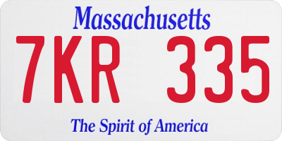 MA license plate 7KR335