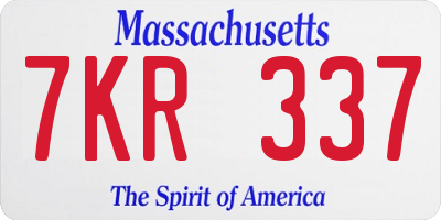 MA license plate 7KR337