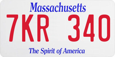 MA license plate 7KR340