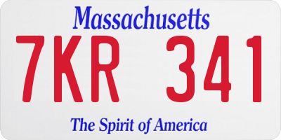 MA license plate 7KR341