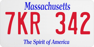 MA license plate 7KR342