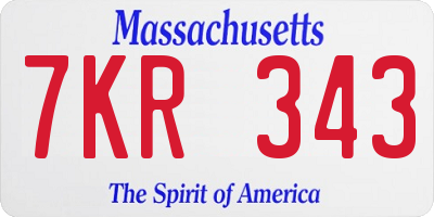 MA license plate 7KR343