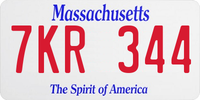 MA license plate 7KR344