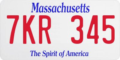 MA license plate 7KR345