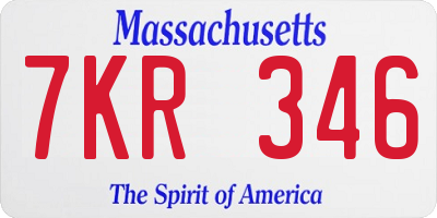 MA license plate 7KR346