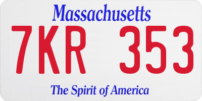 MA license plate 7KR353