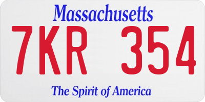 MA license plate 7KR354