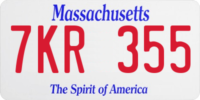 MA license plate 7KR355