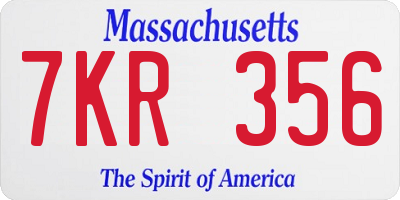 MA license plate 7KR356