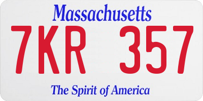 MA license plate 7KR357