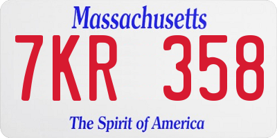 MA license plate 7KR358