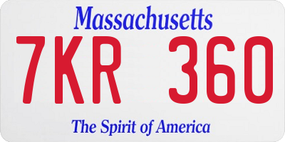 MA license plate 7KR360