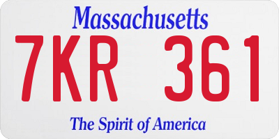 MA license plate 7KR361
