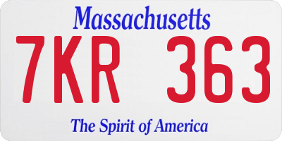 MA license plate 7KR363