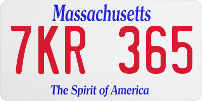 MA license plate 7KR365