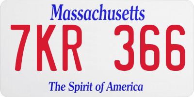 MA license plate 7KR366