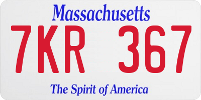 MA license plate 7KR367