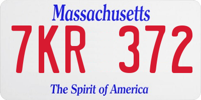 MA license plate 7KR372