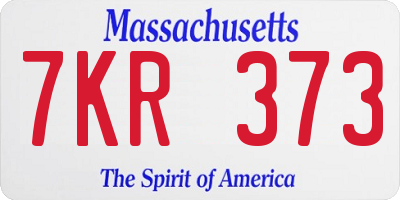 MA license plate 7KR373