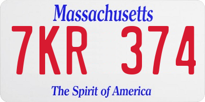 MA license plate 7KR374
