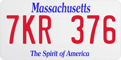 MA license plate 7KR376