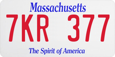 MA license plate 7KR377