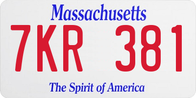 MA license plate 7KR381