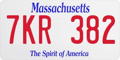 MA license plate 7KR382