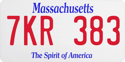 MA license plate 7KR383