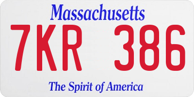 MA license plate 7KR386