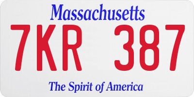 MA license plate 7KR387
